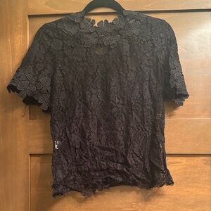 Chic Black Floral Lace Blouse